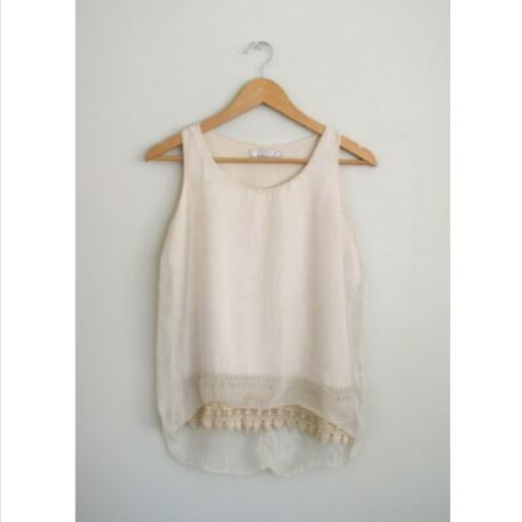 Cosmo Tops - Cosmo Boho Ivory Silk & Crochet Lace Top